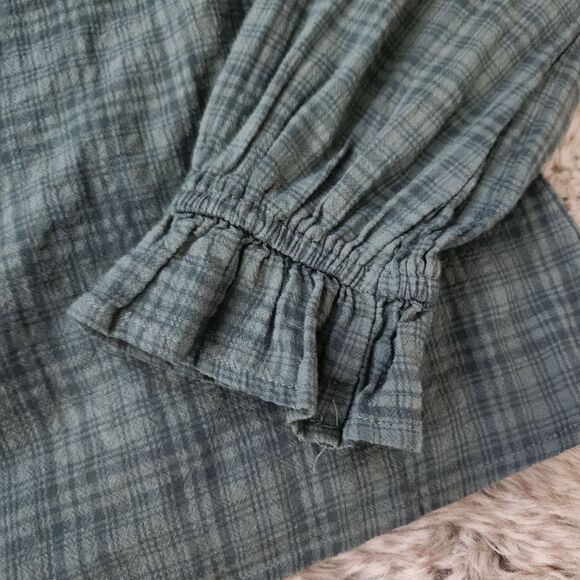 Universal Thread Long Sleeve Apron‎ Blouse  Green Plaid Women's Size Small - Picture 3 of 10